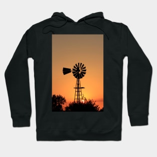 Kansas Golden Sunset with a Windmill silhouette. Hoodie